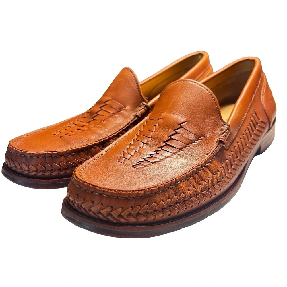 Tommy Bahama Hasslington Tan Woven Leather Loafers Men's Size 10.5 Resortwear